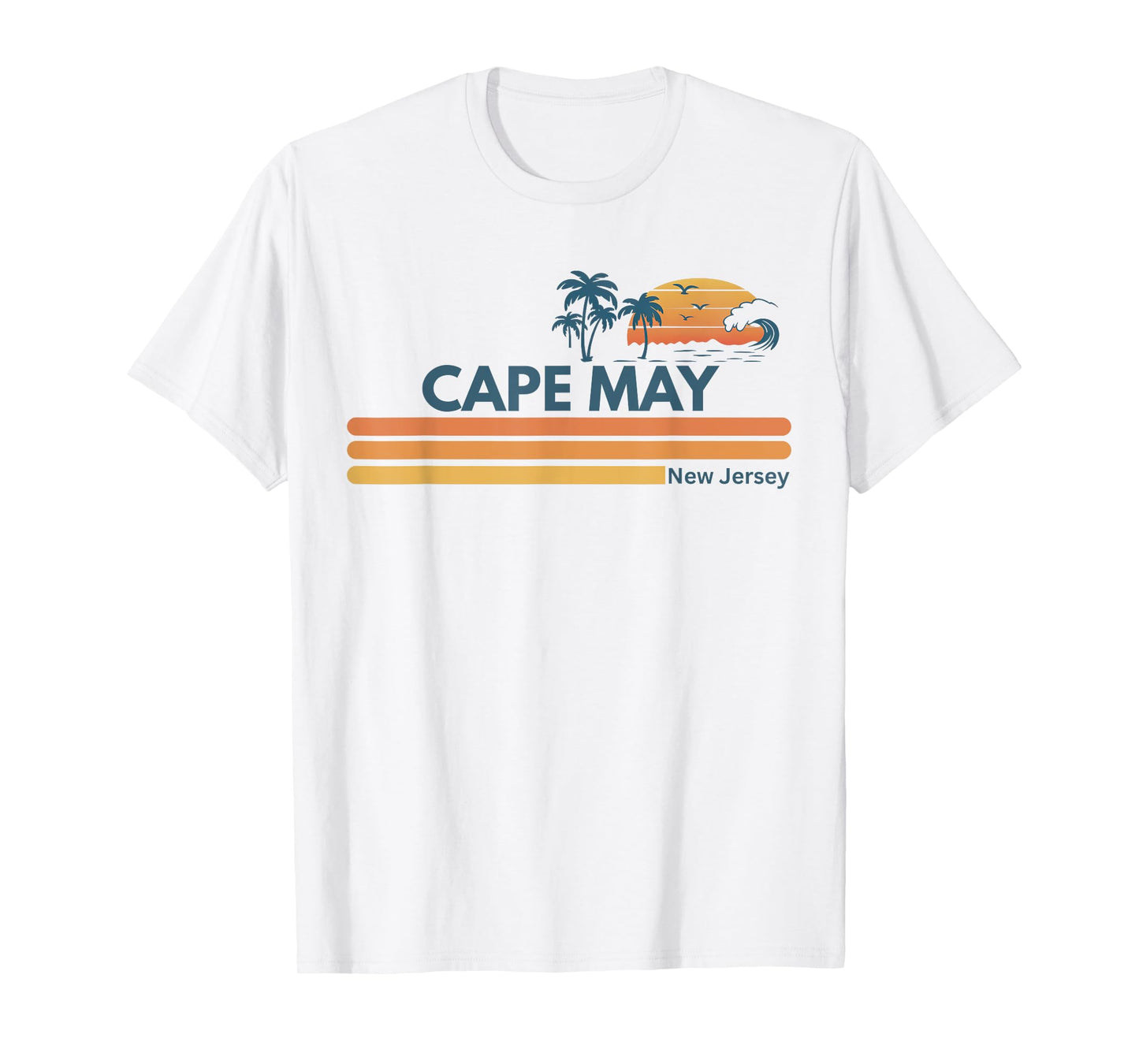 Cape May Beach New Jersey Summer Palm Tree Men Women T-Shirt