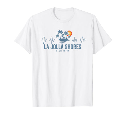 La Jolla Shores Beach California Vintage 80s Heartbeat T-Shirt