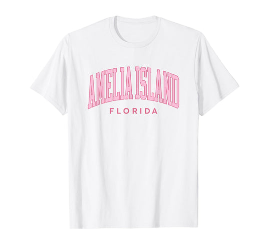 Amelia Island Florida Retro Preppy Throwback Pink Girls T-Shirt
