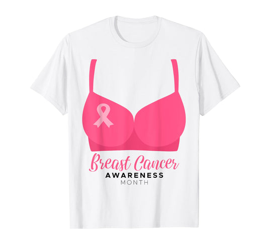 BRA Breast Cancer Awareness Month Wear Pink Ribbon October T-Shirt
