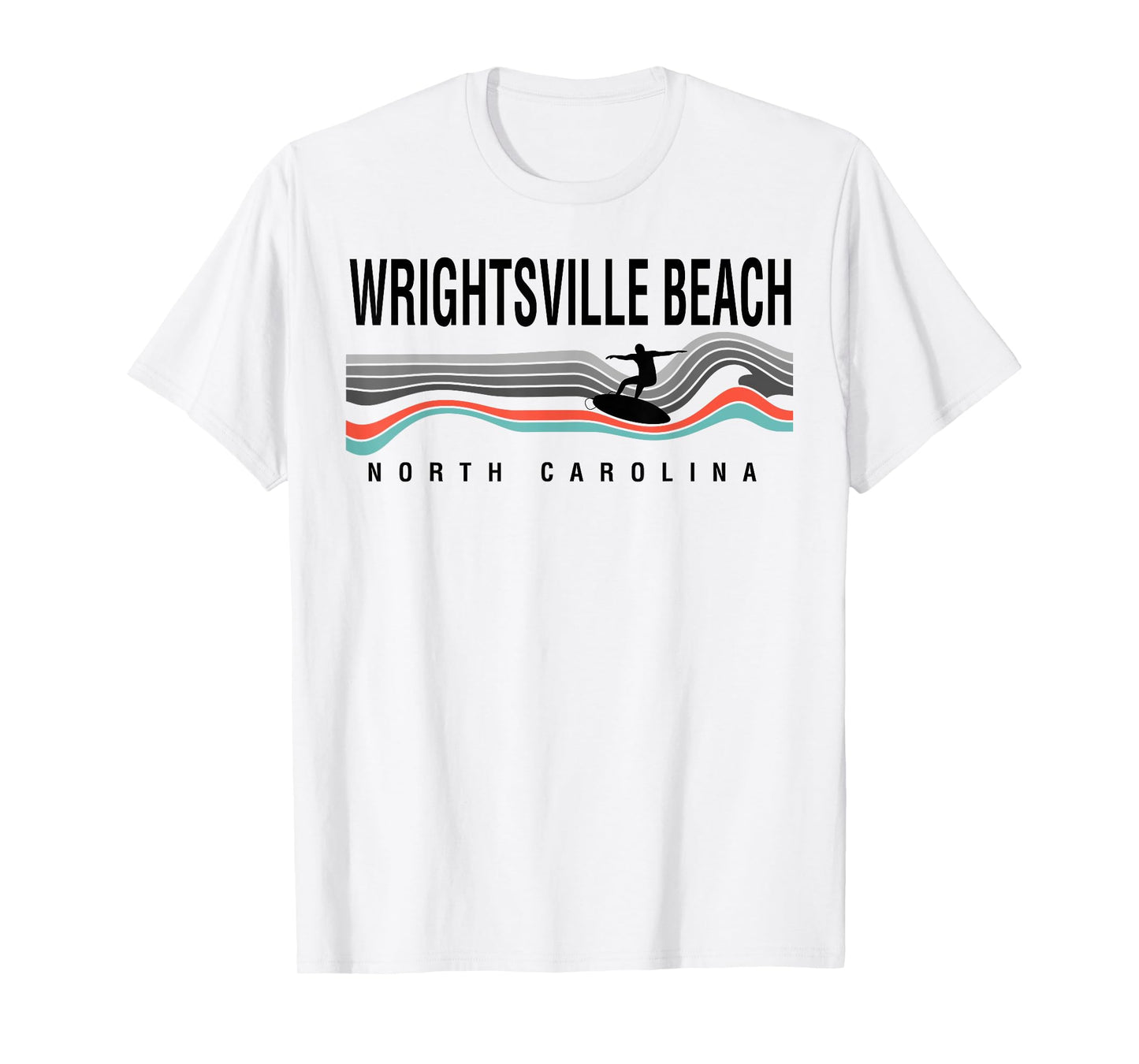 Wrightsville Beach North Carolina Surfboard Navy Men Women Girls Kids T-Shirt