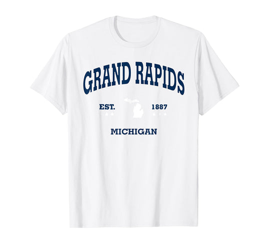 Grand Rapids Michigan MI Throwback Navy Vintage Athletic T-Shirt