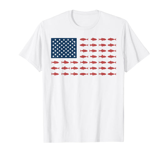 Bass Fish American Flag Boy Youth Funny Fisherman Patriotic T-Shirt