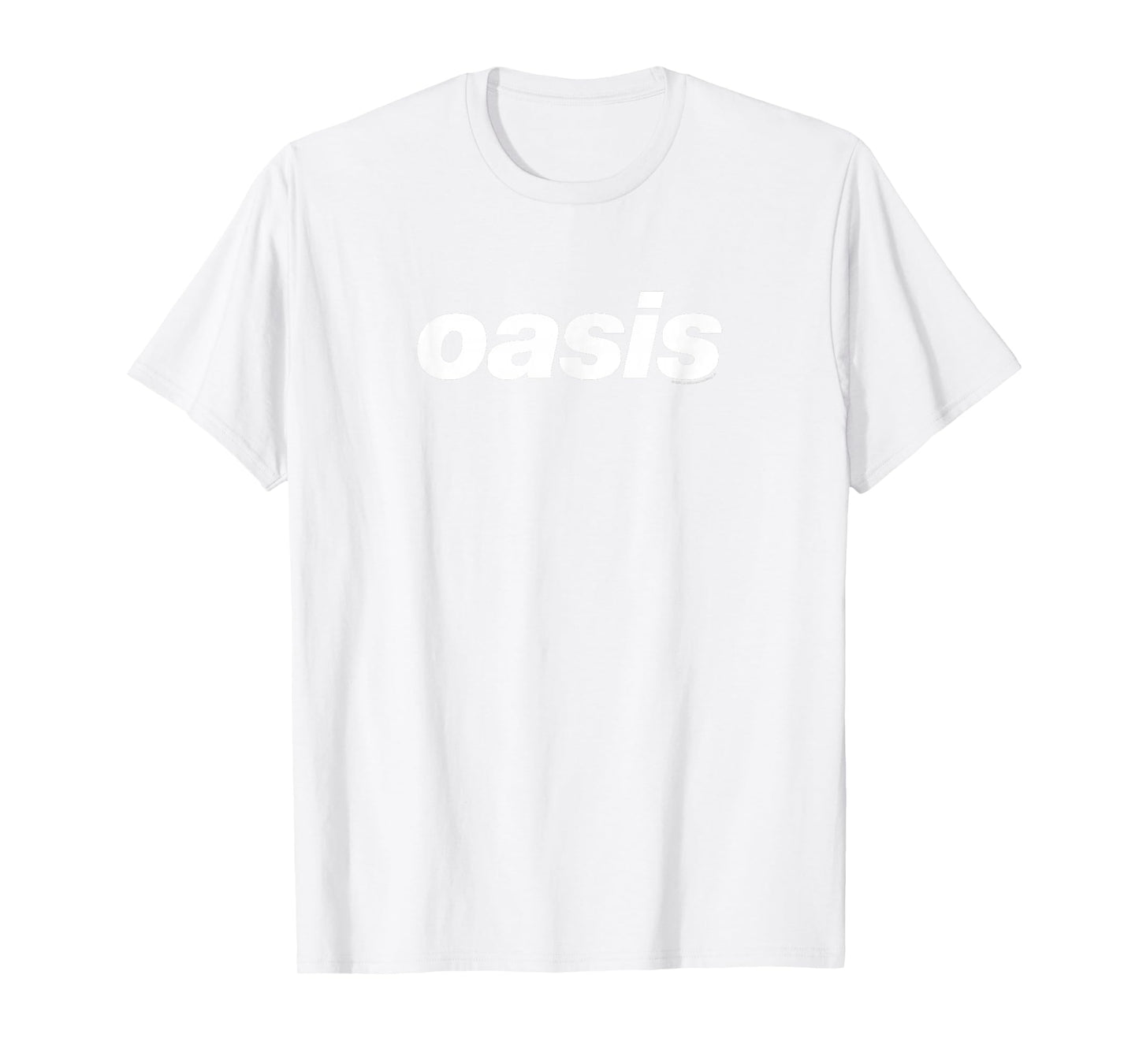 Oasis – White Logo On Baby Blue T-Shirt