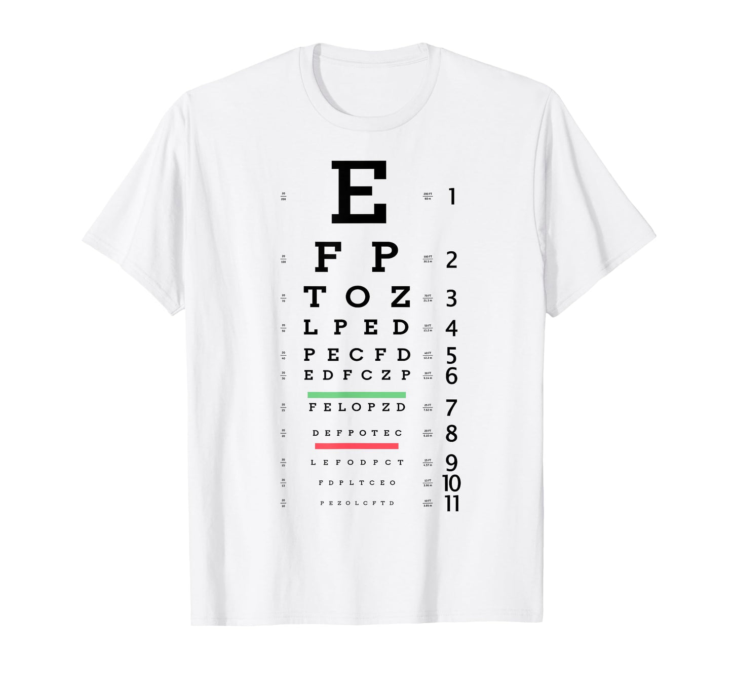 Optometrist Snellen Eye chart Optotype Optometry Eye Doctor T-Shirt