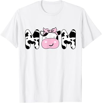 Mom of The Birthday Girl Funny Cow Mom Mama Bday Matching T-Shirt