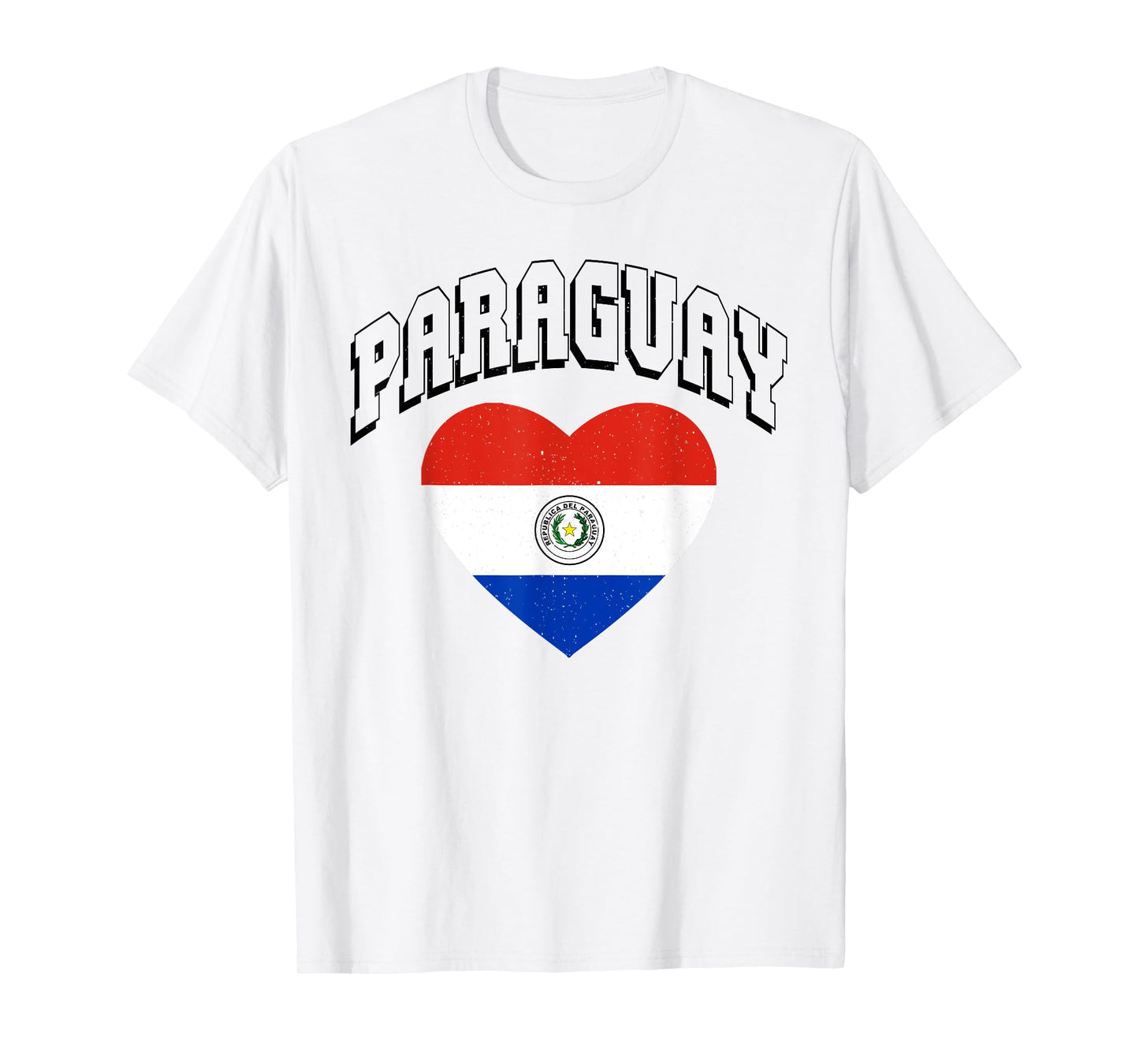 Paraguay Flag Vintage Throwback Athletic Heart T-Shirt