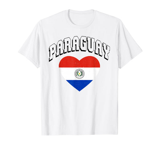 Paraguay Flag Vintage Throwback Athletic Heart T-Shirt