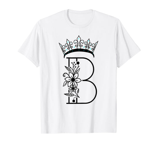 Queen B Bee Letter B Crown Alphabet Monogram Bride Bee Lover T-Shirt