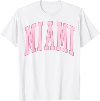Miami Vintage Preppy Varsity Pink Sports T-Shirt