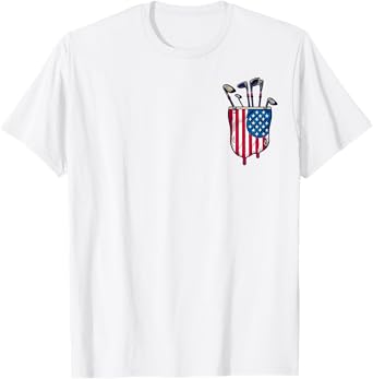 Funny Patriotic Golf Pocket USA America Flag 4th of July Dad T-Shirt