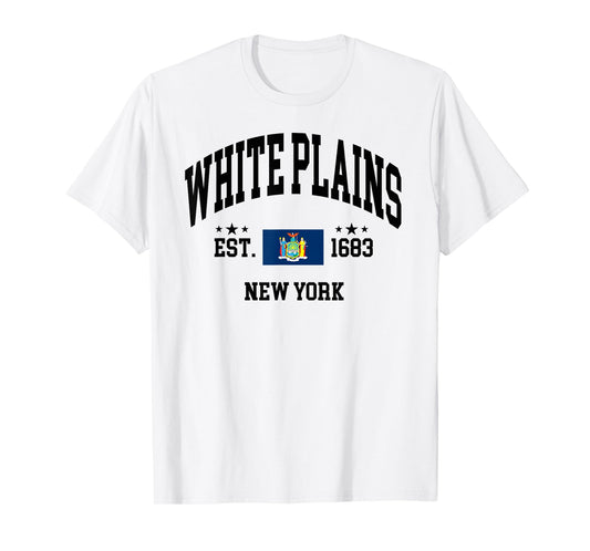 Retro White Plains New York NY Vintage State Patriotic Flag T-Shirt