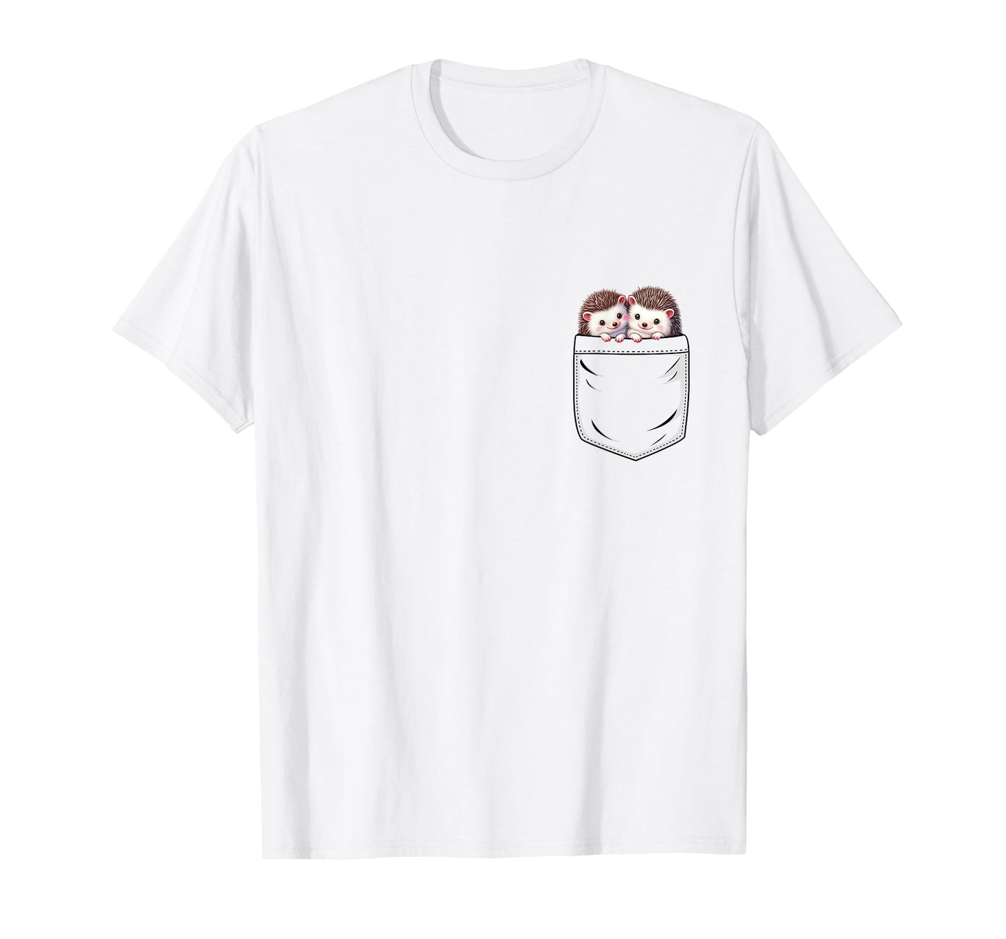 Hedgehog Lovers Cute Funny Hedgehog In Pocket T-Shirt, Small, Grey