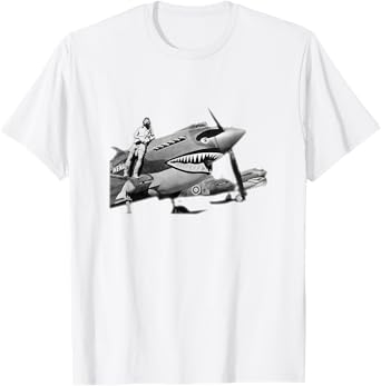 Shark Teeth P-40 Warhawk Nose Art WWII WW2 Airplane Vintage T-Shirt