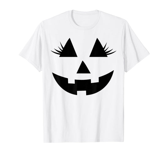Funny Jack O Lantern Face Pumpkin Eyelashes Hallowen Costume T-Shirt