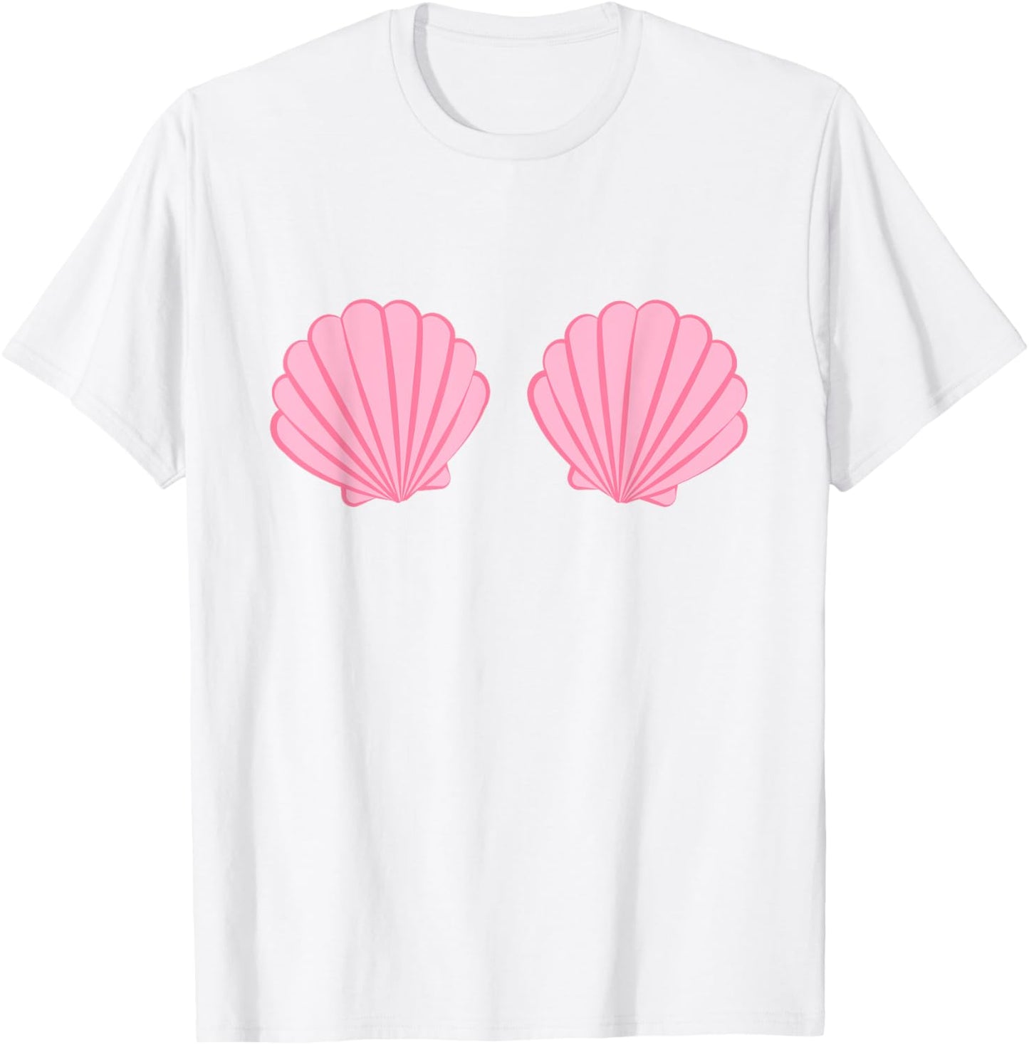 Mermaid Pink Seashell Bra Cartoon Graphic T-Shirt