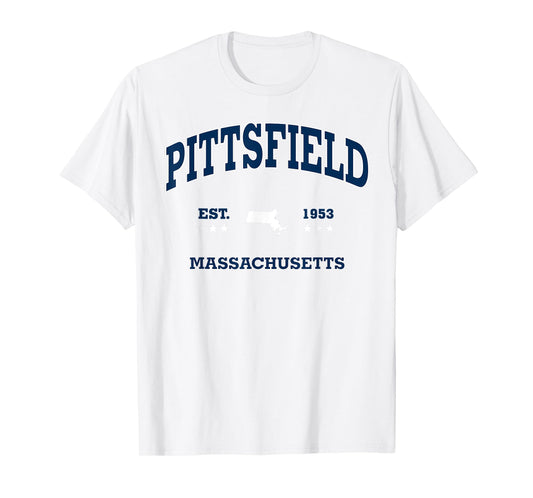 Pittsfield Massachusetts MA Throwback Navy Vintage Athletic T-Shirt