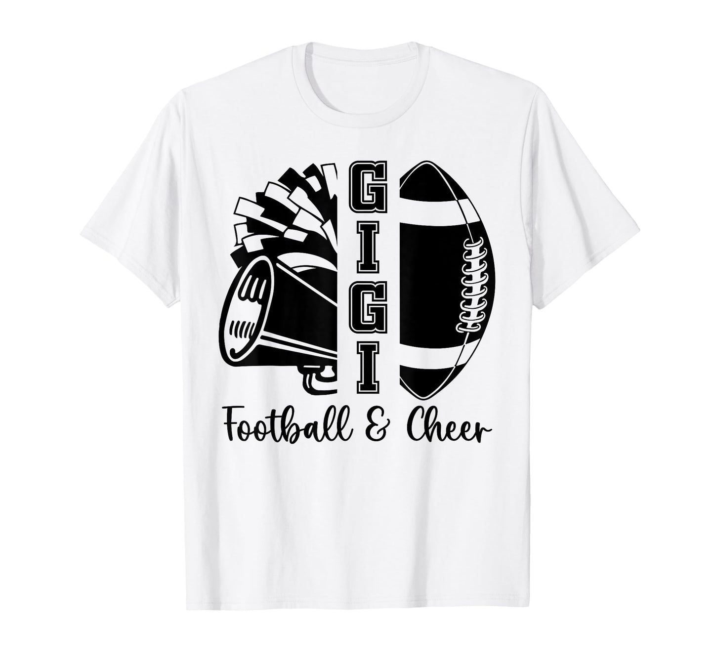 Football Cheer Gigi Grandma High School Cheerleader Pom Pom T-Shirt