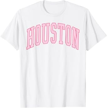Houston Vintage Preppy Varsity Pink Sports T-Shirt