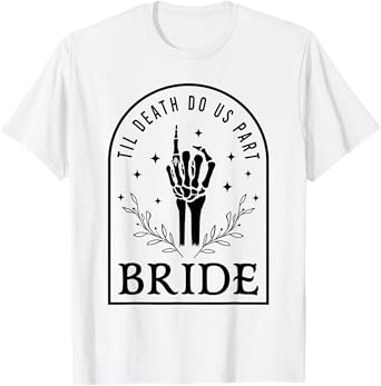 Bride Groom Skeleton Gothic Halloween Engagement Wedding T-Shirt