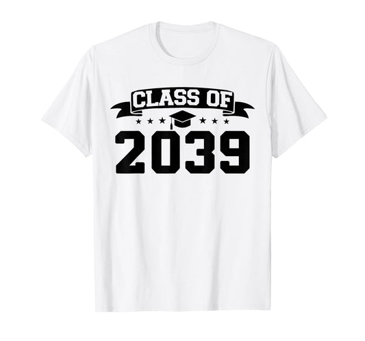 Class of 2039 Grow With Me Graduation Handprint On Back T-Shirt