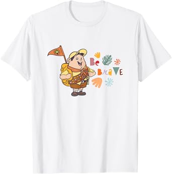 Disney Pixar Up Be Brave Cute Russell Colorful Chest Logo T-Shirt