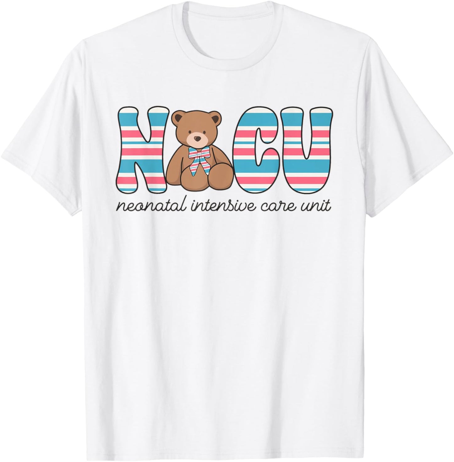 Neonatal Intensive Care Unit Bear Blanket Stripes NICU Nurse T-Shirt