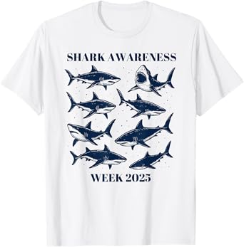 Shark Awareness Week 2025 Vintage Funny Shark Lover Ocean T-Shirt