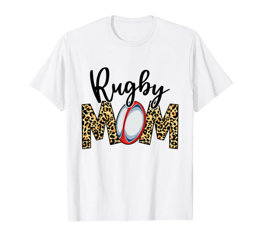 Funny Leopard Rugby Mom Sport Love Mother's Day T-Shirt