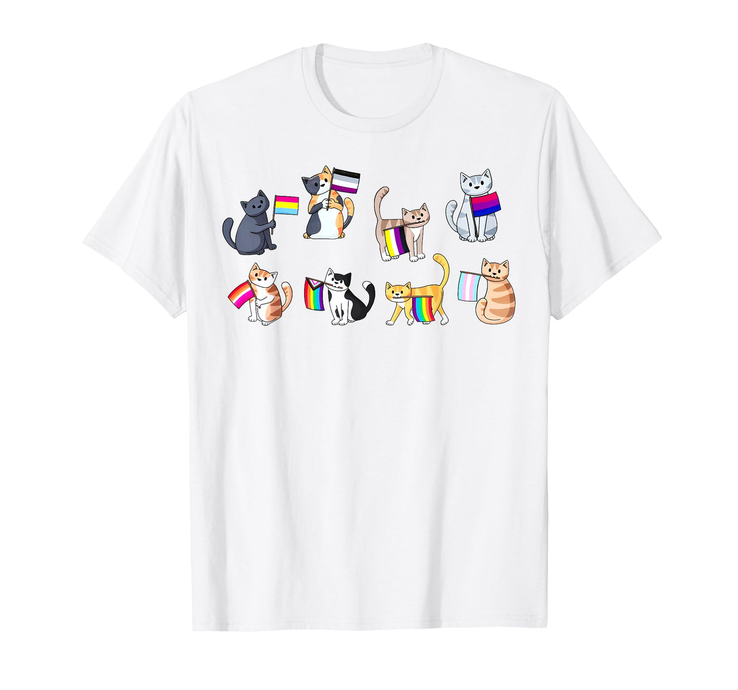 Pride Flags Cat LGBT Pride Rainbow Trans Ace Pan Bi Lesbian Men Women T-Shirt