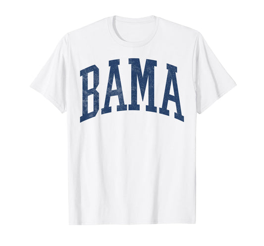 Alabama - Bama White AL State Graphic Vintage Sports Lover T-Shirt
