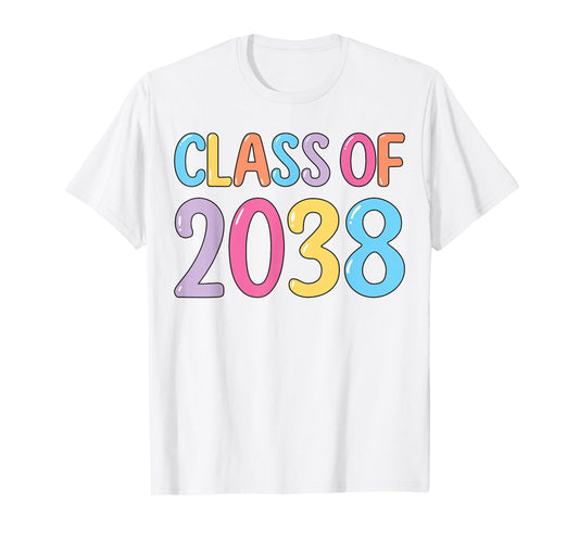Class of 2038 Grow With Me K to 12 Grade Handprints On Back T-Shirt