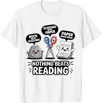 Nothing Beats Reading Rock Paper Scissors Funny Book Lover T-Shirt