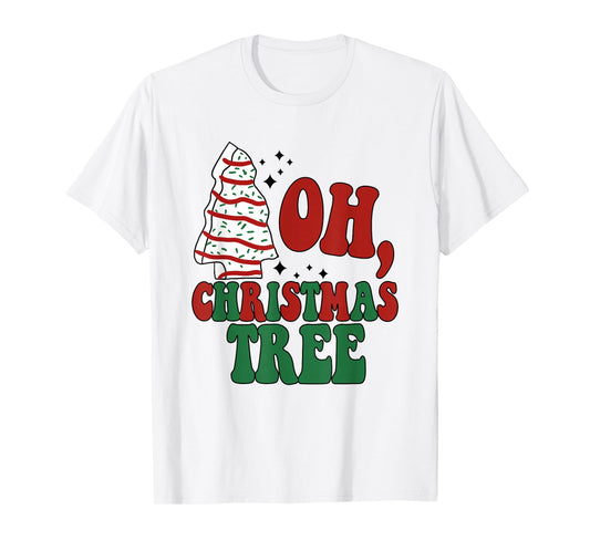 Oh Christmas Tree Cakes Debbie Becky Jen Groovy Retro Pajama T-Shirt