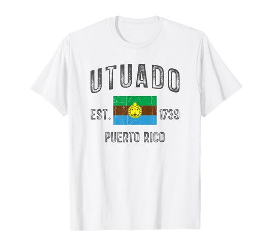 Vintage Utuado EST.1739 Puerto Rico Flag Design T-Shirt