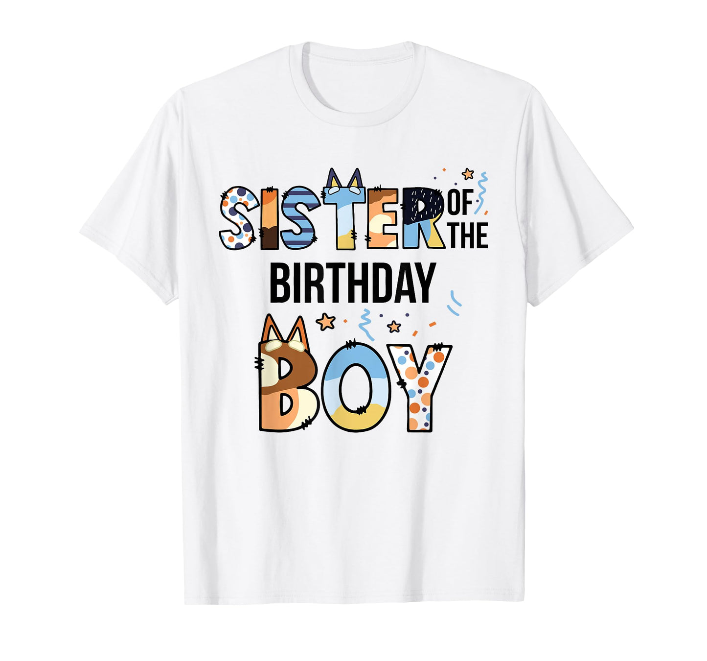 Sister Of The Birthday Boy Party Blue Dog Lover Matching T-Shirt