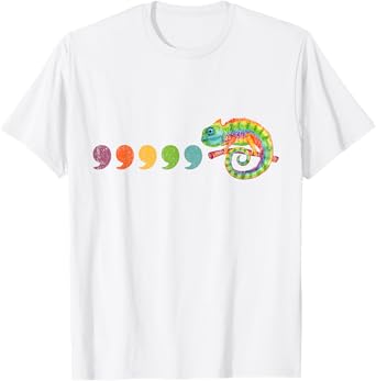 Comma comma chameleon Tee English teacher t Grammar T-Shirt