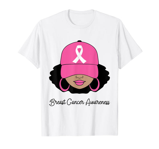 Black Women Pink Breast Cancer Awareness Warrior Women Girls T-Shirt