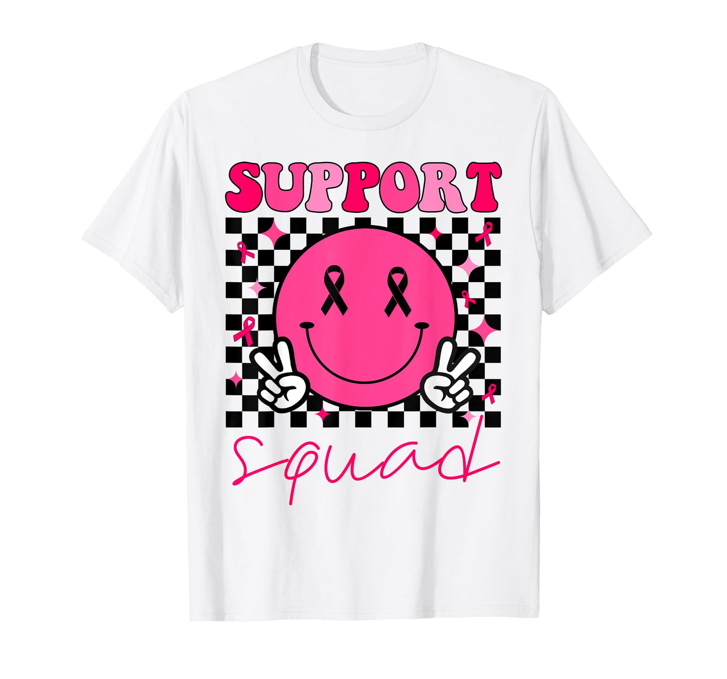 Groovy Breast Cancer Awareness Men Women Kids Support Squad T-Shirt