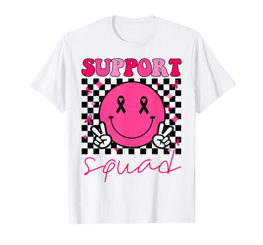 Groovy Breast Cancer Awareness Men Women Kids Support Squad T-Shirt