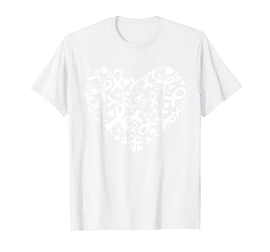Womens Breast Cancer Awareness Heart Ribbon Pink Support T-Shirt