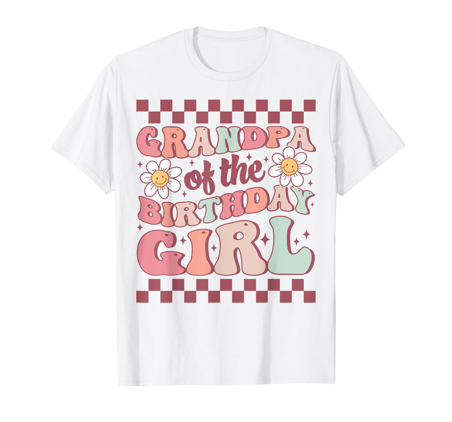 Grandpa of The Birthday Girl Family Groovy Birthday Party T-Shirt