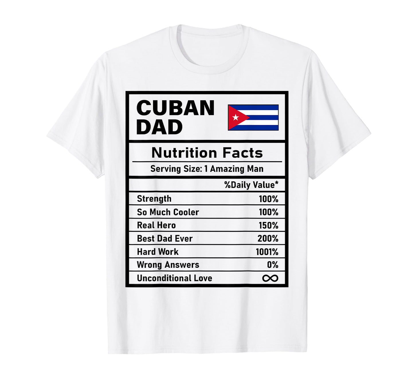 Cuban Dad Nutrition Facts Father's Day National Heritage T-Shirt