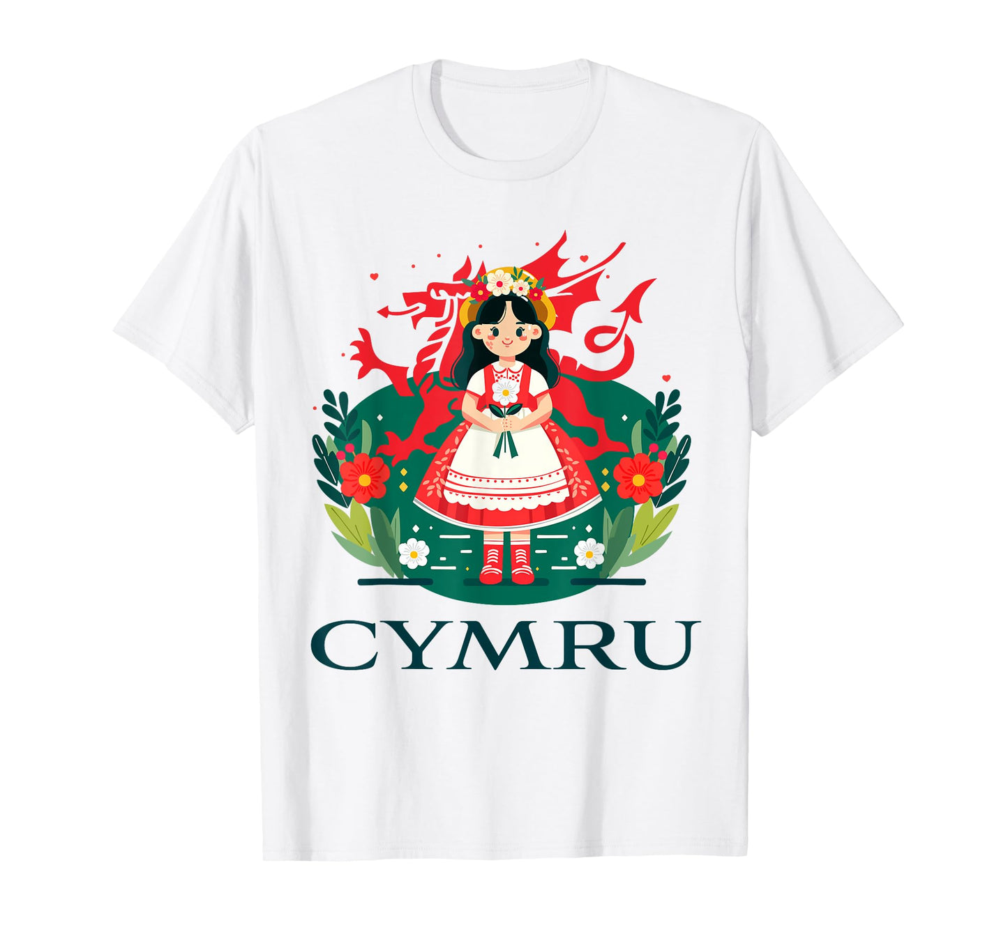 Cymru Wales Red Welsh Dragon Girls T-Shirt
