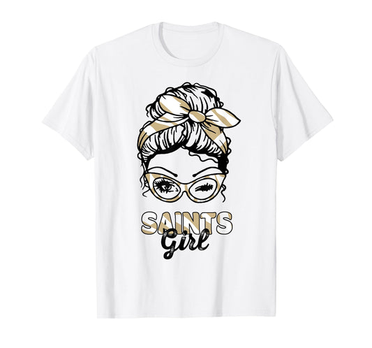 Saints Girl Messy Bun T-Shirt