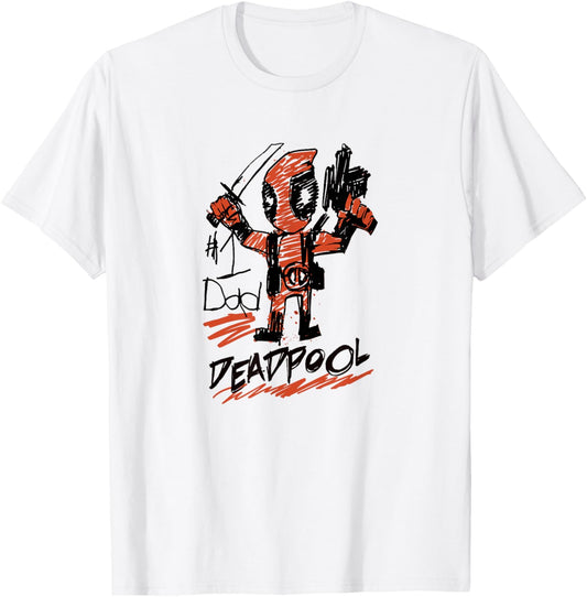 Marvel Deadpool #1 Dad Deadpool Sketch Father's Day T-Shirt