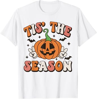 Tis The Season Retro Pumpkin Halloween Fall Men Women Kids T-Shirt