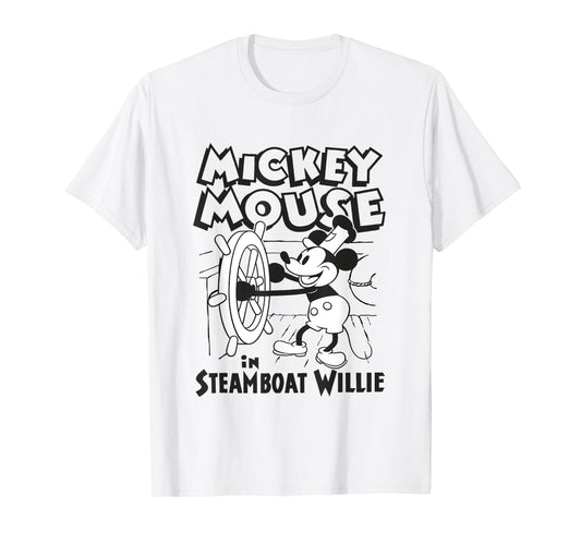Disney Steamboat Willie Mickey Mouse Steering Boat Vintage T-Shirt