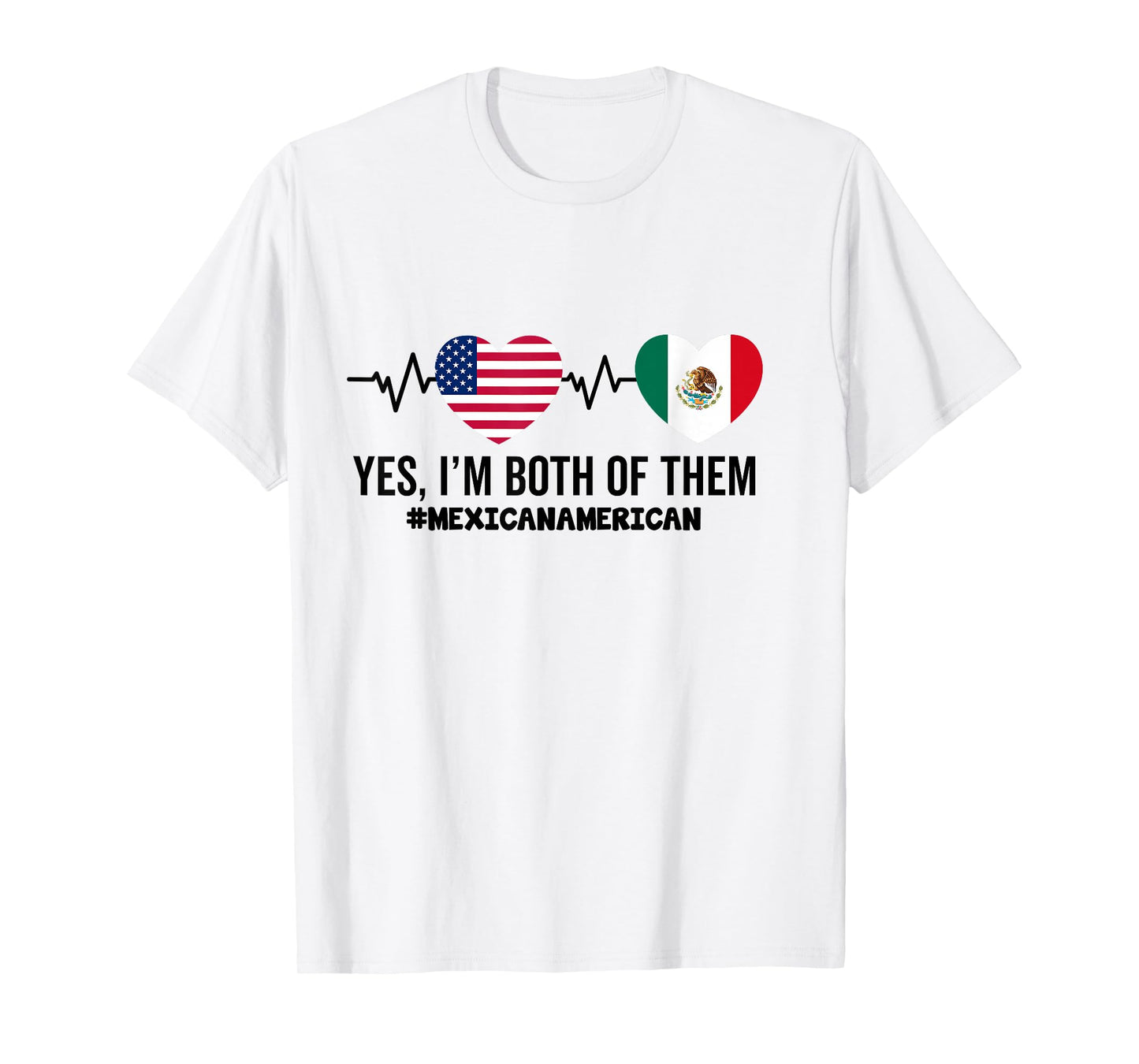 Mexican American Flag Love Proud Half Mexico USA Roots T-Shirt