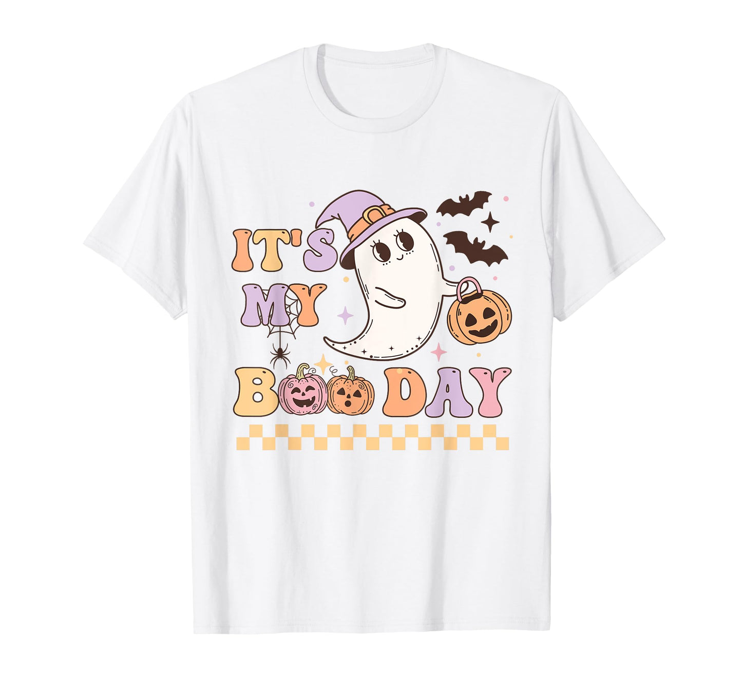 Funny Its My Boo Day Cute Halloween Birthday Ghost Pink Bow T-Shirt